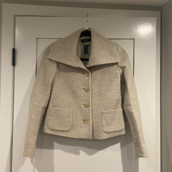 Ralph Lauren cream herringbone cropped jacket - Picture 1 of 12